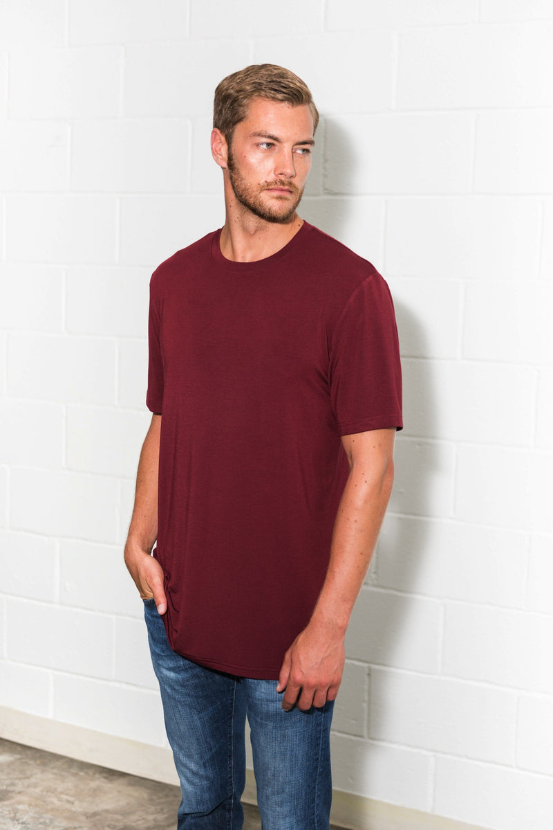 Men's Modal Oversized Crew Tee — Maroon