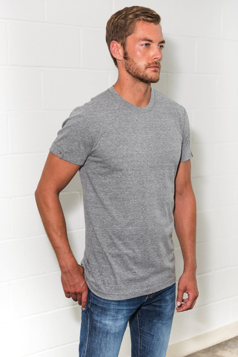 Men's Tri-Blend Tab Sleeve Tee — Light Heather Grey