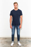 Men's Linen Blend Curved Bottom Crew Neck Tee - view 3