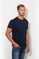 Men's Linen Blend Curved Bottom Crew Neck Tee - view 7