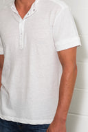 Men's Cotton Linen Snap-Up Mock Neck Tee - view 3