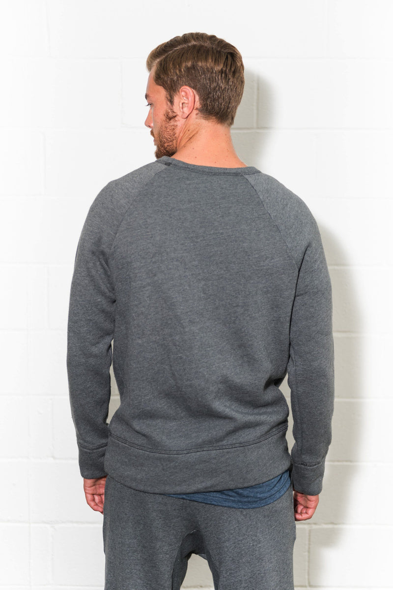 Men's French Terry Kangaroo Pocket Crew Neck Sweatshirt Grey / Xs