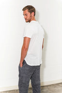 Men's Linen Blend Curved Bottom Crew Neck Tee - view 12