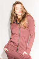 Women's French Terry Zip Front Hoodie - Maroon
