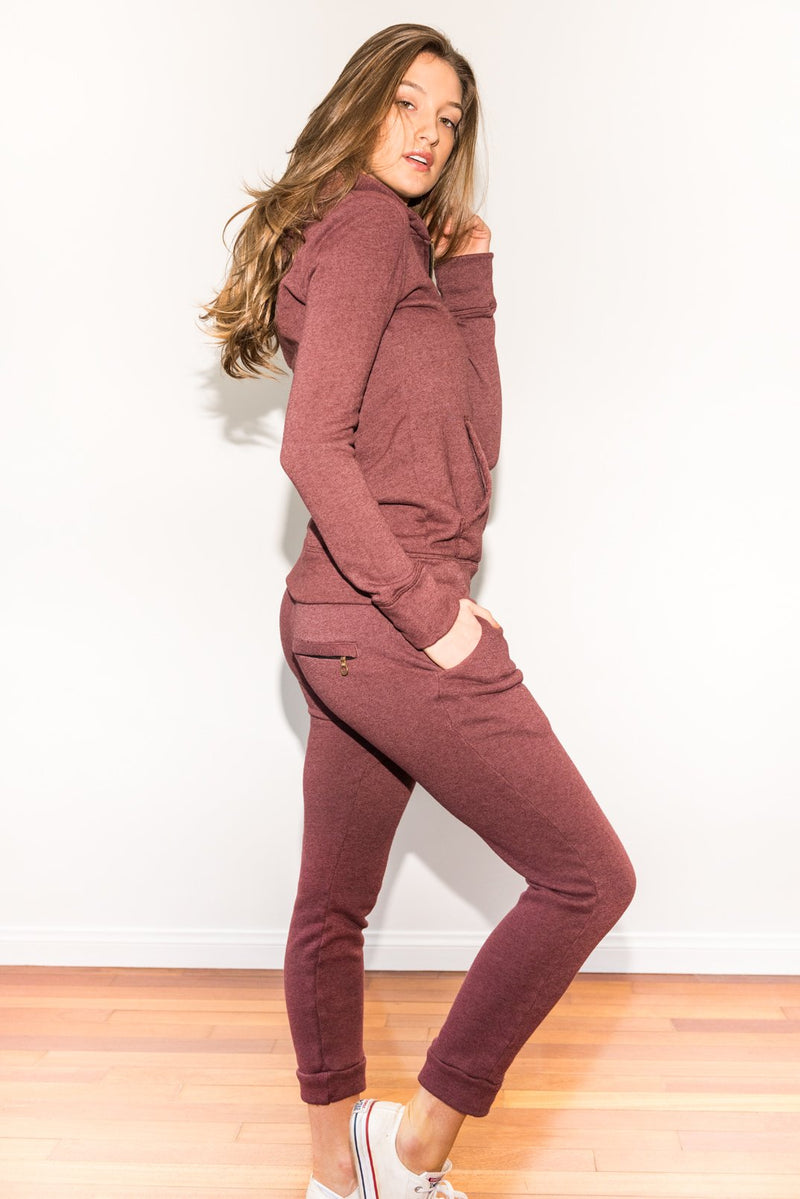 Women's Back Zip Sweatpant — Maroon