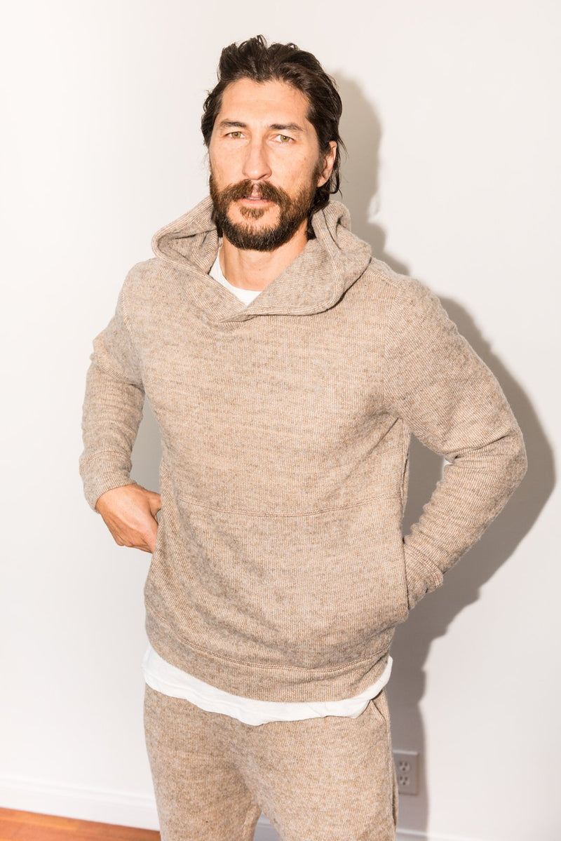 Men's Soft Knit Melange Pullover Hoodie — Camel