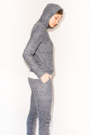Women's Melange Knit Pullover Hoodie - Navy - view 2