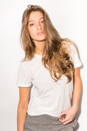 Women's Linen Blend Wide Neck Band Tee - White