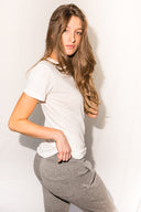 Women's Linen Blend Wide Neck Tee - White - view 2