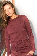 Women's French Terry Slim Fit Pullover Sweatshirt - Maroon - view 2