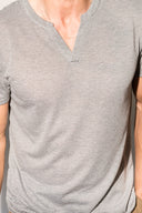 Men's Jersey Cross V-Neck Tee - Grey White Stripe - view 2