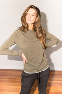 Women's French Terry Slim Fit Pullover Sweatshirt - Army - view 2