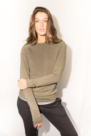 Women's French Terry Slim Fit Pullover Sweatshirt - Army - view 3