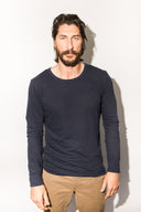 Men's Linen Blend Wide Cuff Long Sleeve Tee - view 9