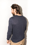 Men's Linen Blend Wide Cuff Long Sleeve Tee - view 22