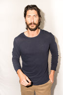 Men's Linen Blend Wide Cuff Long Sleeve Tee - view 14