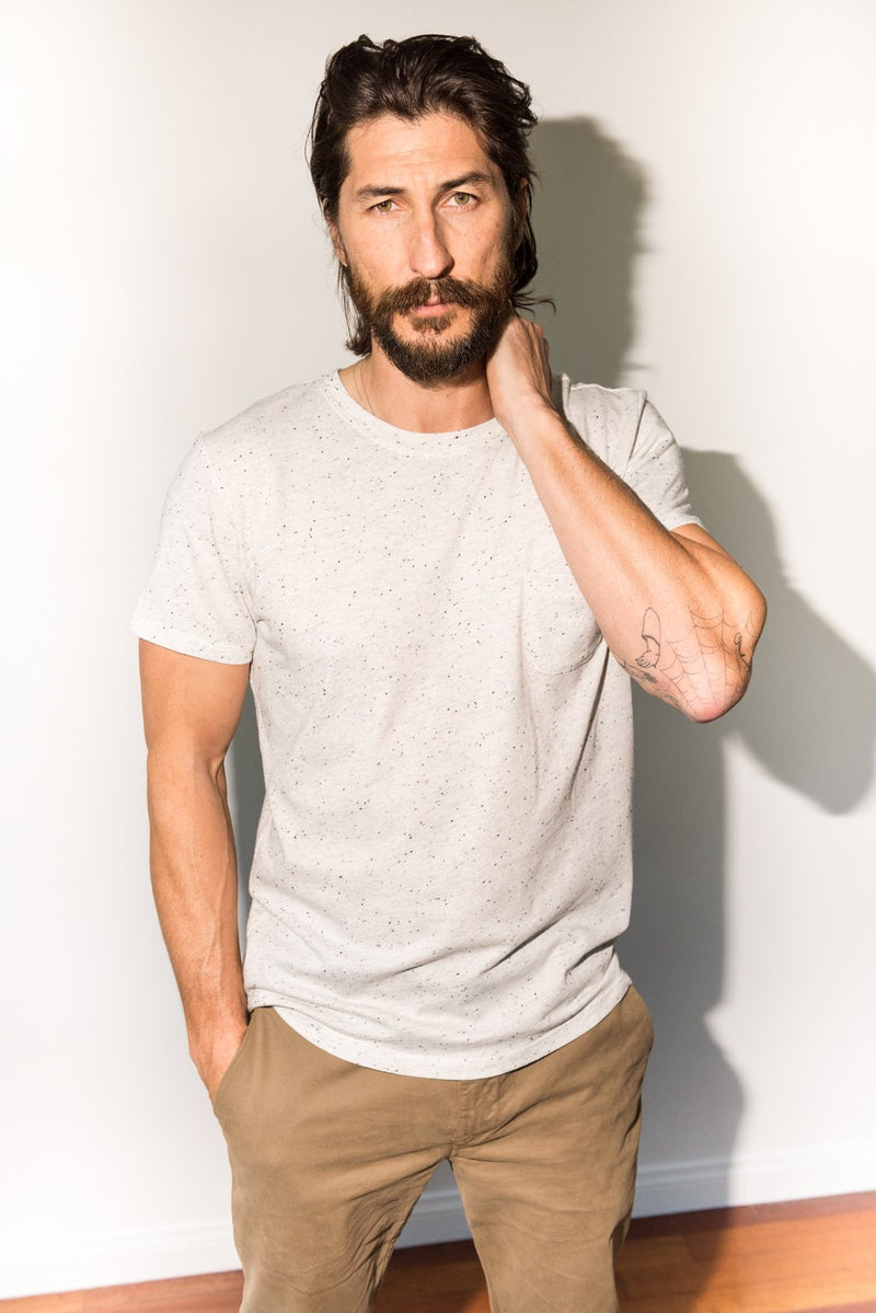 Men's Jersey Crew Neck Curved Pocket Tee — Multi-Dot