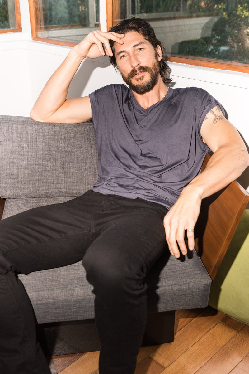 Men's Modal Curved Bottom Crew Tee — Graphite