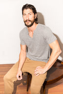 Men's Jersey Cross V-Neck Tee - Light Heather Grey - view 2