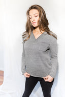 Women's French Terry Raw Neck Pocket Sweater - view 5