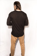 Men's Linen Blend Wide Cuff Long Sleeve Tee - view 12