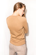 Women's French Terry Slim Fit Pullover Sweatshirt - Camel - view 2