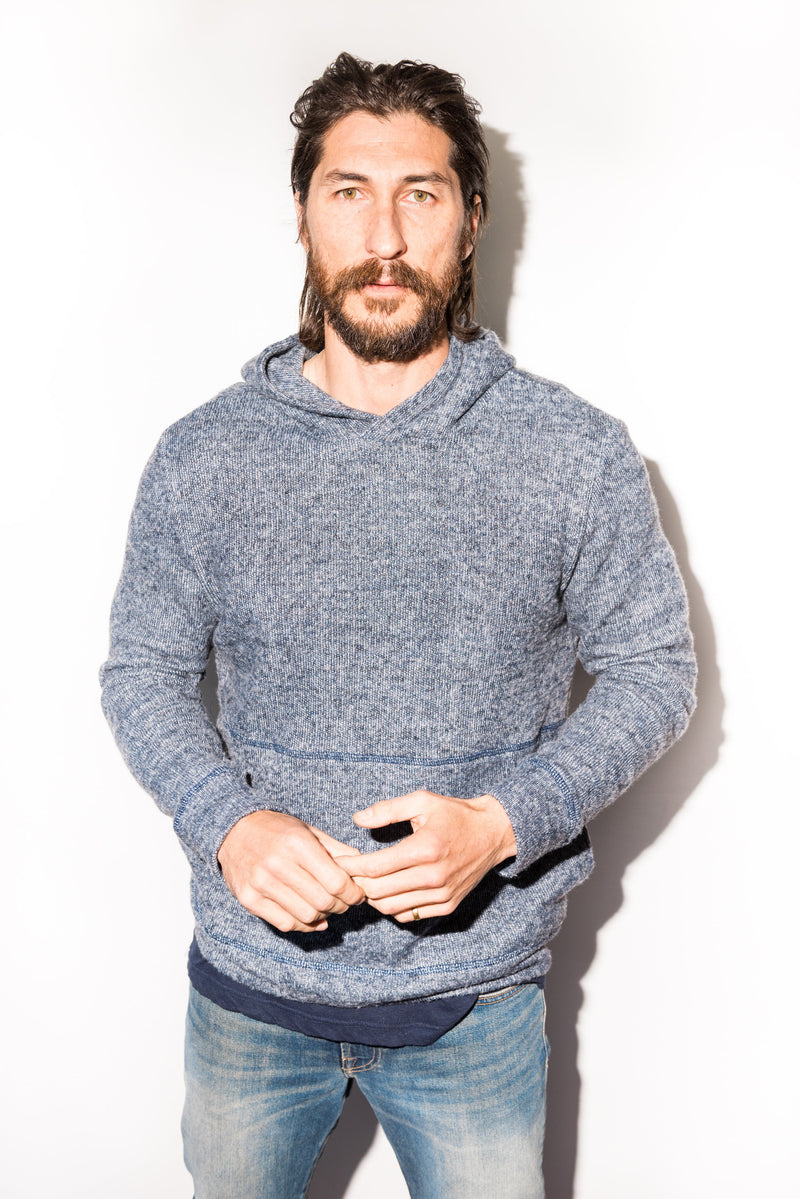 Men's Soft Knit Melange Pullover Hoodie — Navy