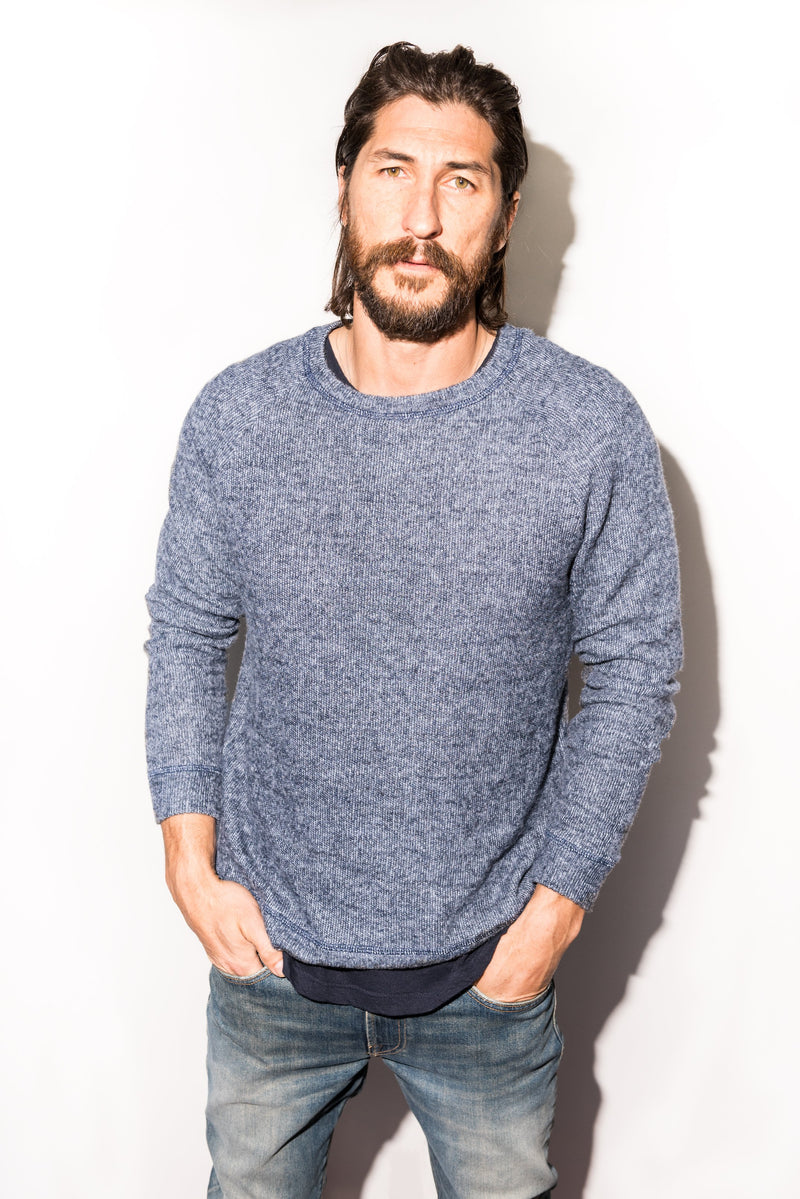 Men's Soft Knit Melange Pullover Sweater — Navy