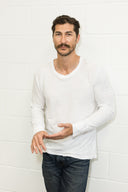 Men's Linen Blend Wide Cuff Long Sleeve Tee - view 11