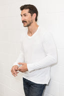 Men's Linen Blend Wide Cuff Long Sleeve Tee - view 16