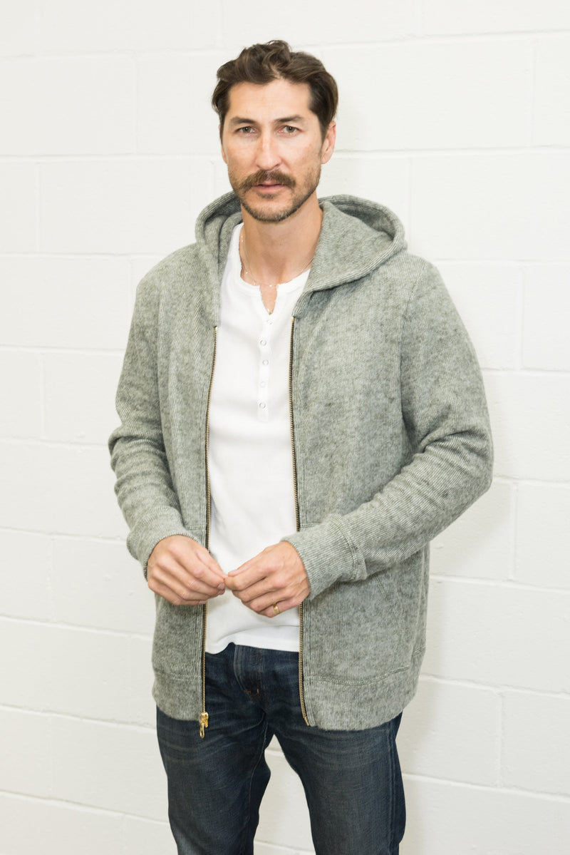Men's Soft Knit Melange Zip Front Hoodie — Army