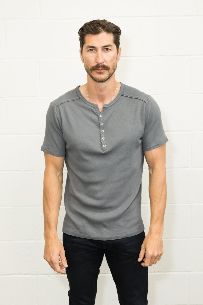 Men's Henley Short Sleeve — Grey