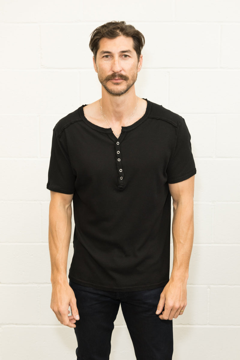 Men's Henley Short Sleeve — Black