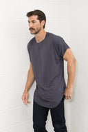Men's Modal Center Stitch Curved Bottom Crew Neck Tee - view 3