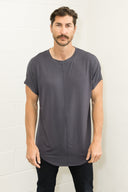 Men's Modal Center Stitch Curved Bottom Crew Neck Tee - view 8