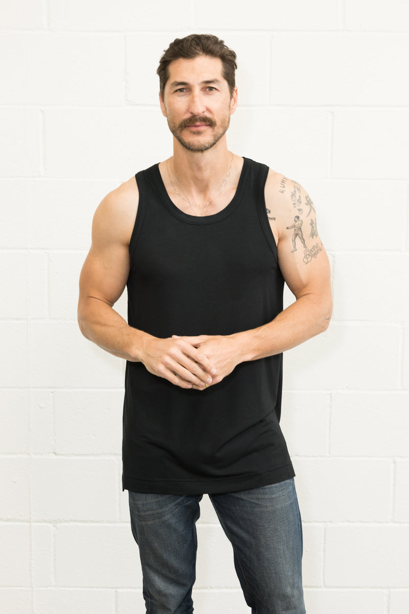Men's Modal Hi-Lo Tank — Black