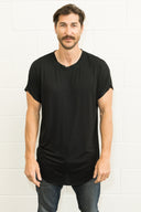 Men's Modal Center Stitch Curved Bottom Crew Neck Tee - view 7
