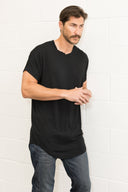 Men's Modal Center Stitch Curved Bottom Crew Neck Tee - view 2
