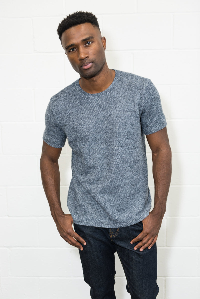 Men's Soft Knit Melange Short Sleeve Crew Tee — Navy