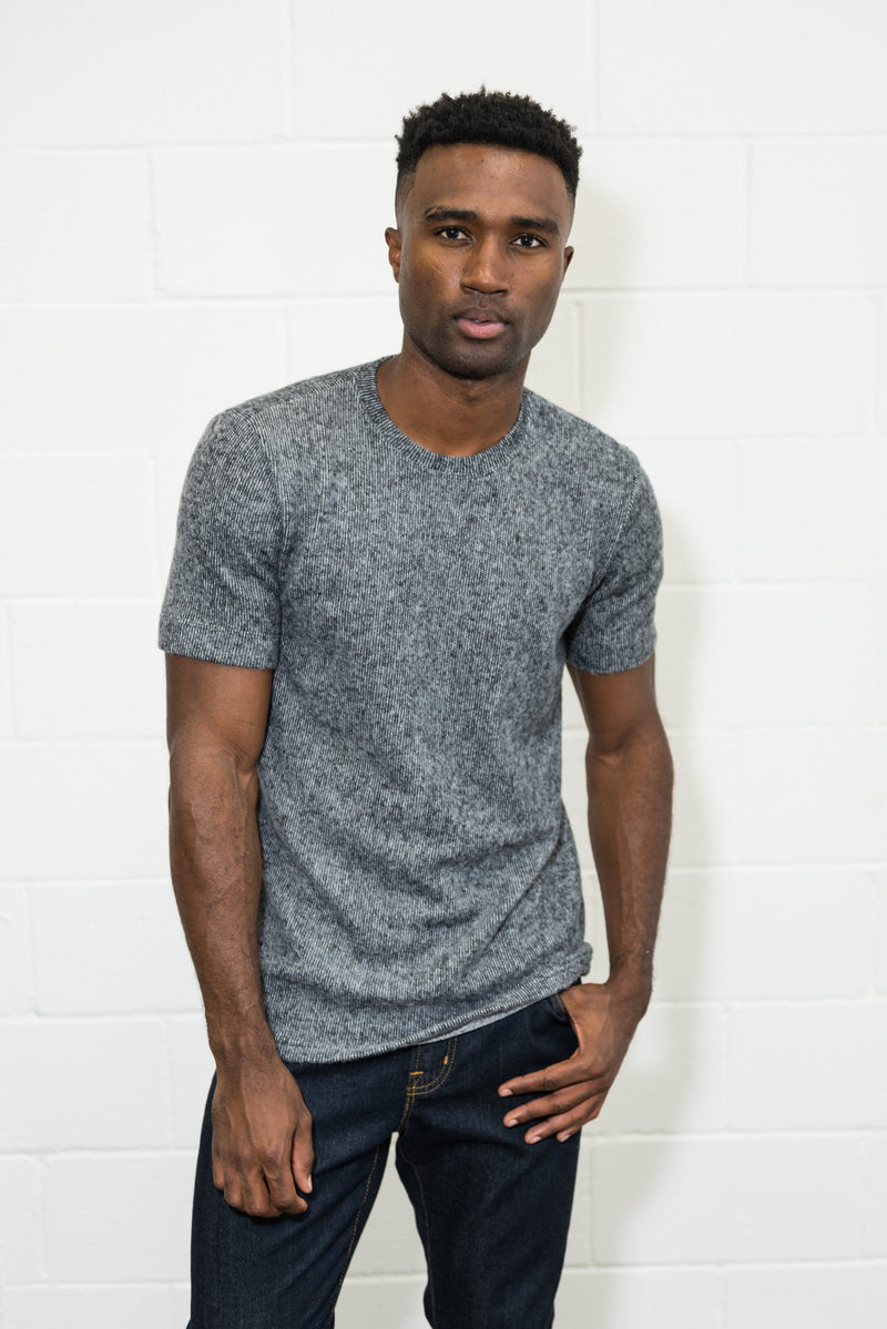 Men's Soft Knit Melange Short Sleeve Crew Tee — Black