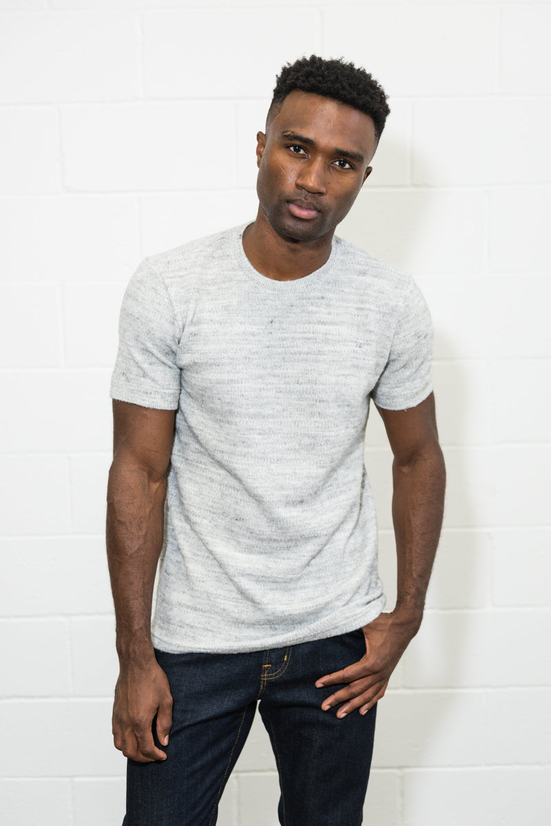 Men's Soft Knit Melange Short Sleeve Crew Tee — Heather Grey