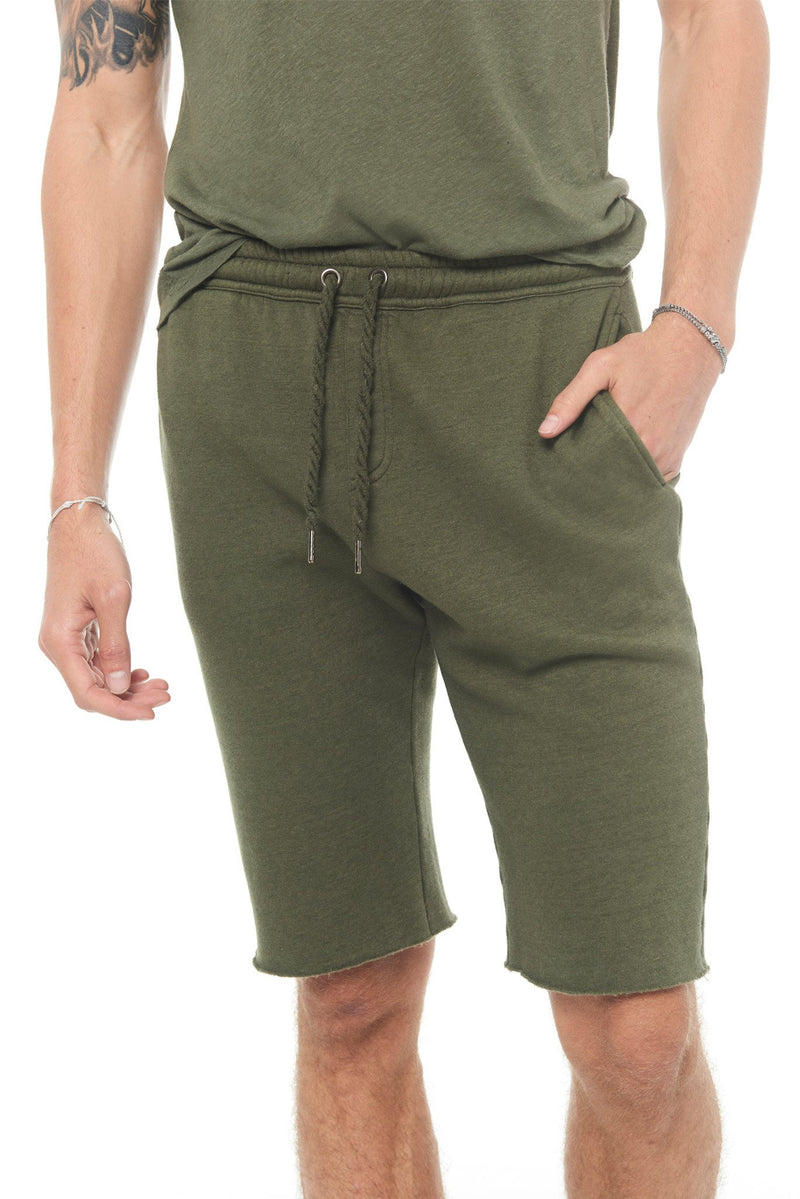 Men's French Terry Cut Off Short with Adjustable Draw Chord — Army
