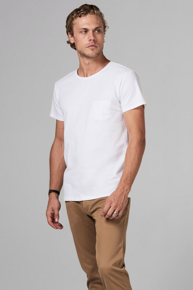 Men's Modal Pocket Sailor Crew Neck Tee — White