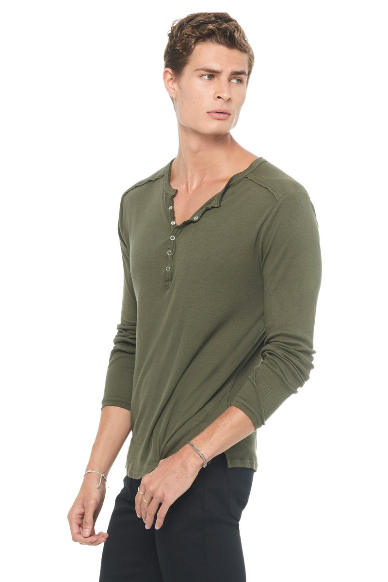 Men's Long Sleeve Henley — Army