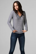 Women's Henley Long Sleeve Shirt - Mini Stripe