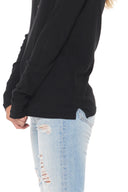 Women's Henley Long Sleeve Rib Shirt - Black - view 5