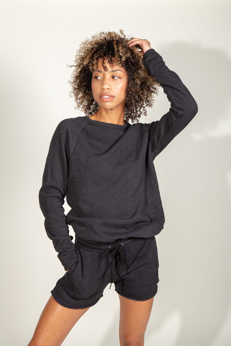 Cooper Brushed Terry Crew Neck — Black