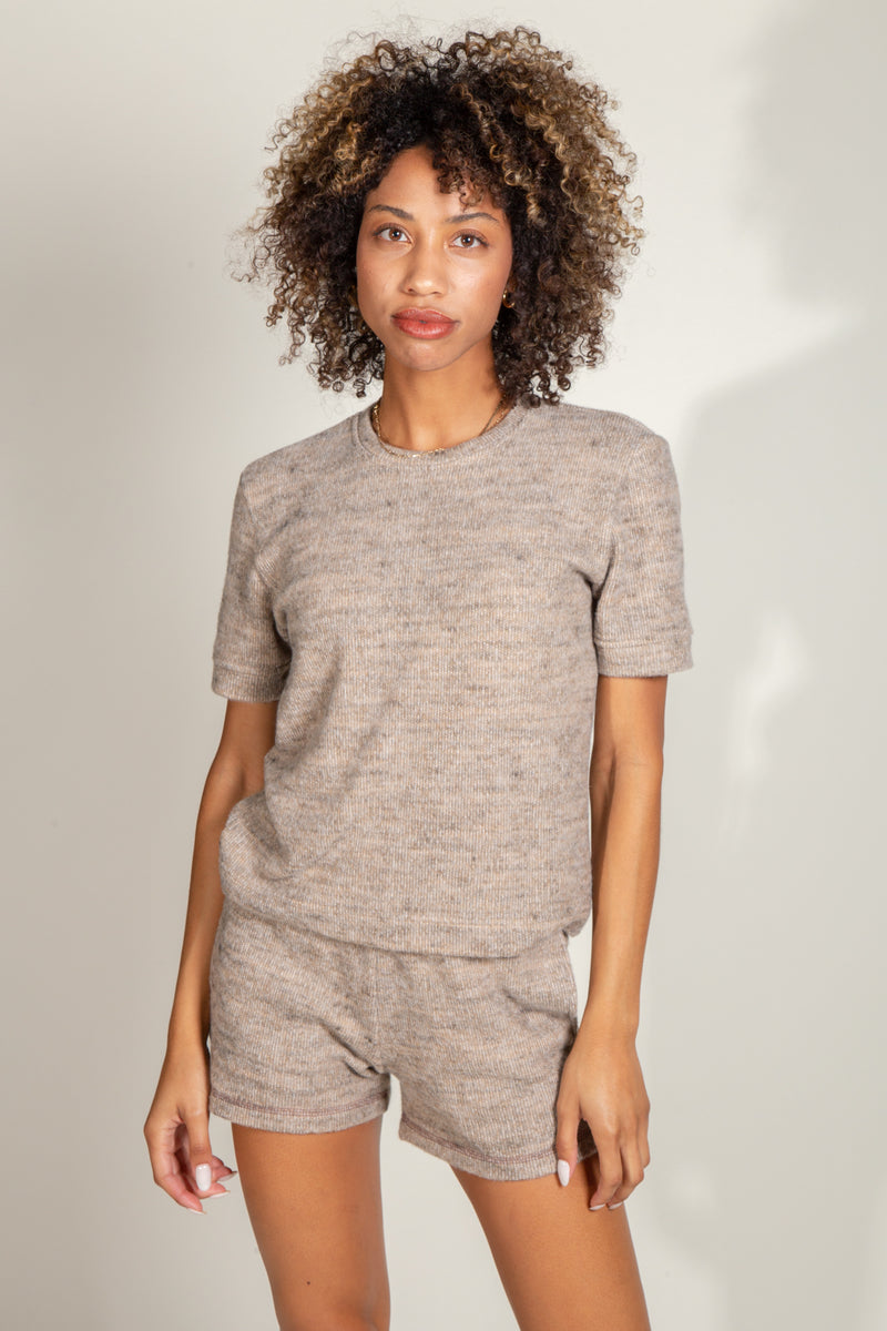 Remy Soft Knit Novelty Tee — Camel