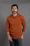 Men's 3/4 Sleeve Cowl Neck Visor Hoodie — Mika Jaymes (view 9)