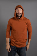 Men's 3/4 Sleeve Cowl Neck Visor Hoodie — Mika Jaymes (view 12)